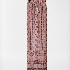PALAZZO PANTS WITH PEACH COLORED AZTEC PRINT